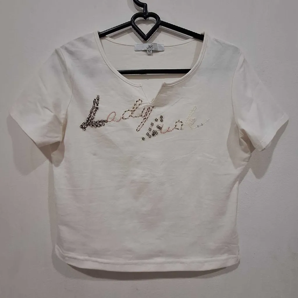 Kaos Putih Lengan Pendek Wanita J&R Uk M 1
