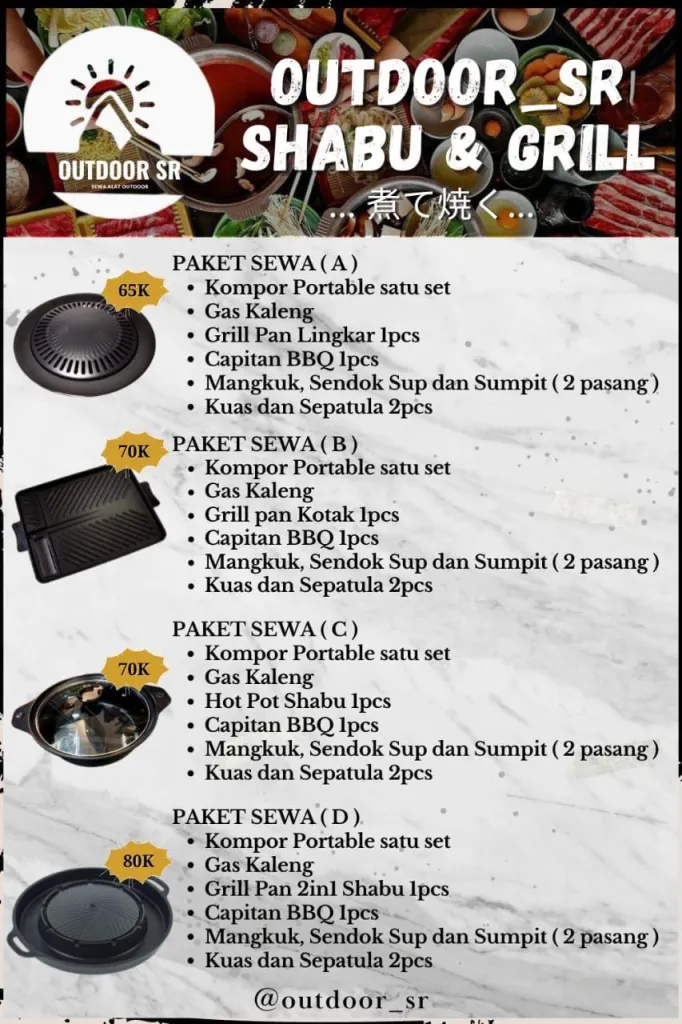 SEWA ALAT OUTDOOR, BBQ (PERLENGKAPAN NAIK GUNUNG) 3