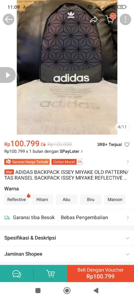 tas Adidas backpack issey miyaka 3