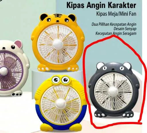 kipas angin mini karakter beruang abu abu